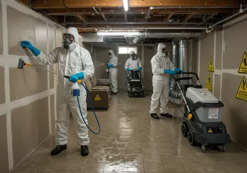 Basement Moisture Removal and Structural Drying process in Holliston, MA